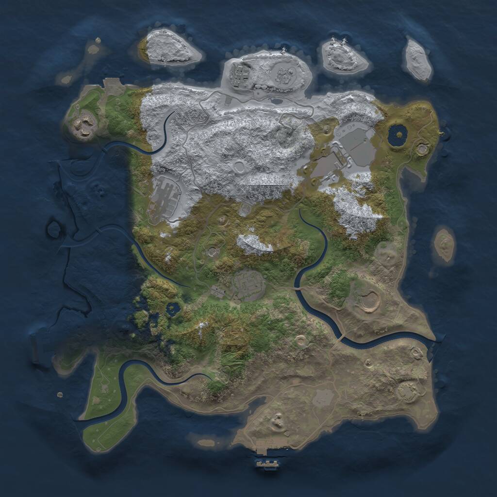 Rust Map: Procedural Map, Size: 3500, Seed: 369268, 12 Monuments