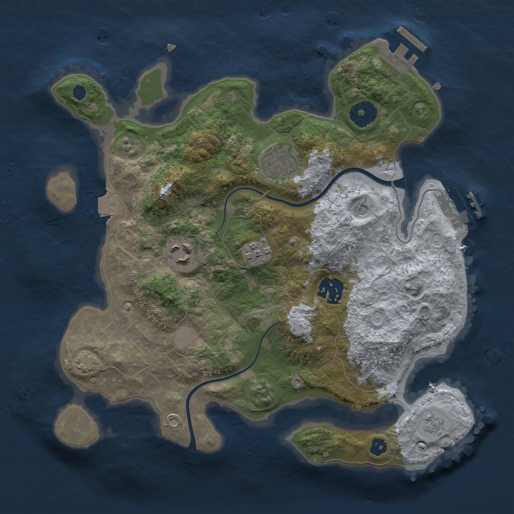 Rust Map: Procedural Map, Size: 3000, Seed: 11906, 10 Monuments