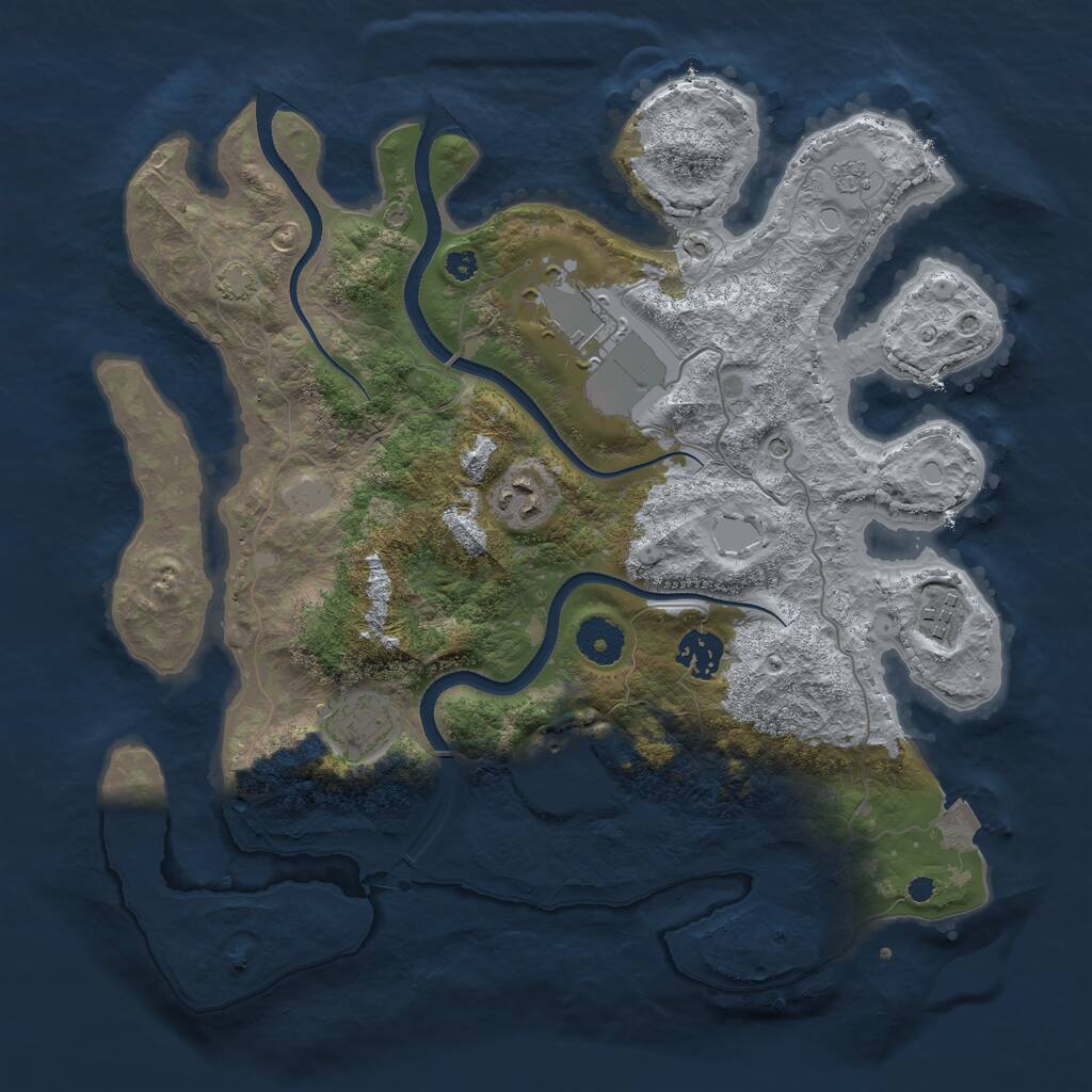 Rust Map: Procedural Map, Size: 3500, Seed: 47931853, 10 Monuments