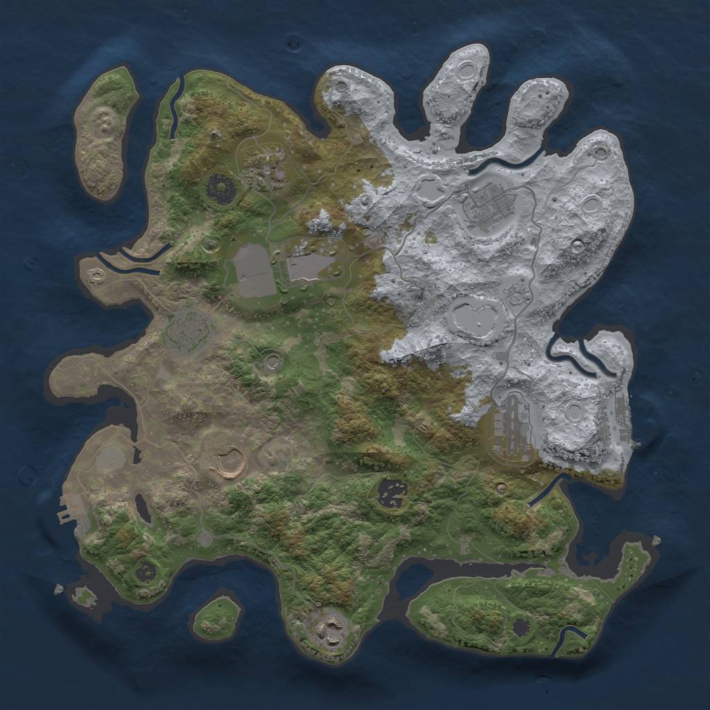 Rust Map: Procedural Map, Size: 3500, Seed: 42068552, 17 Monuments