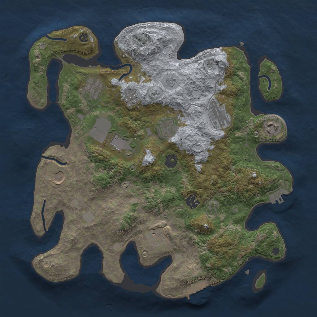 Rust Map: Procedural Map, Size: 3500, Seed: 8072091, 18 Monuments