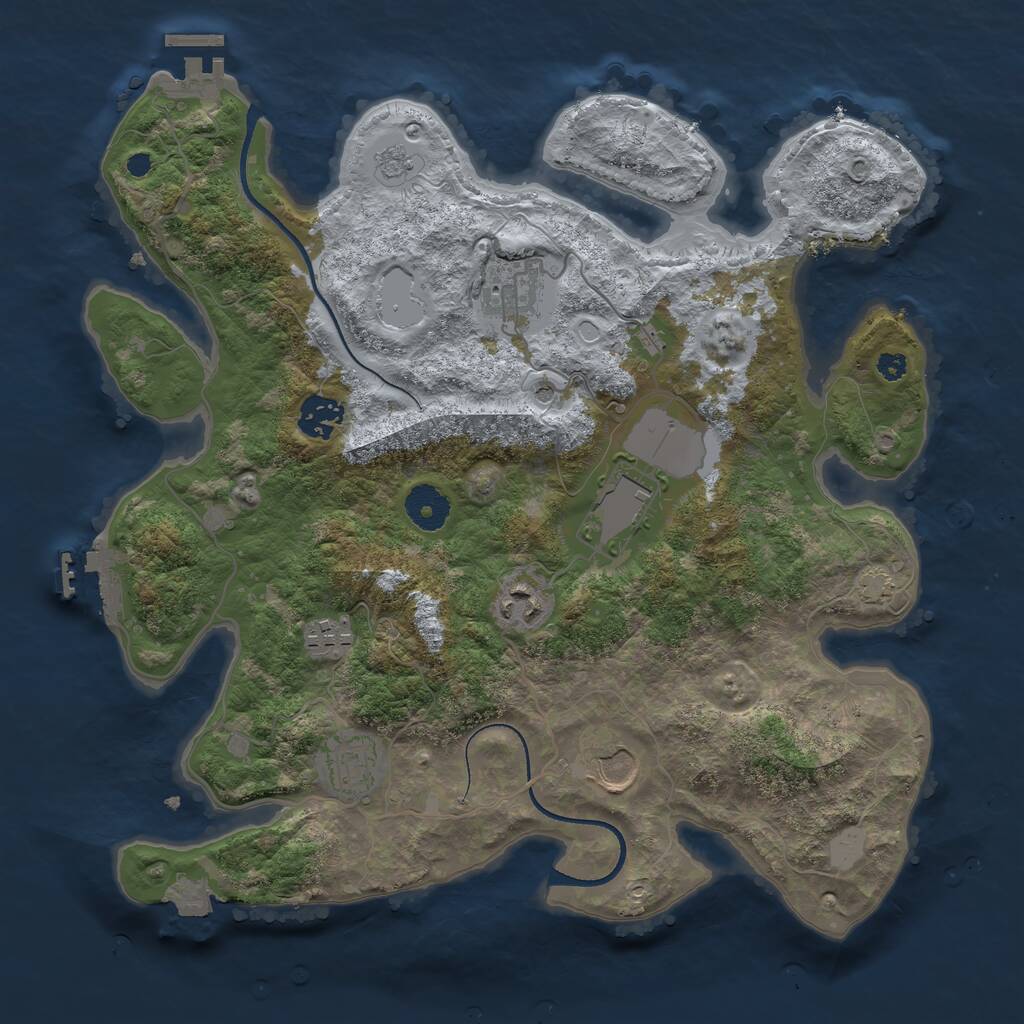 Rust Map: Procedural Map, Size: 3500, Seed: 43952134, 13 Monuments