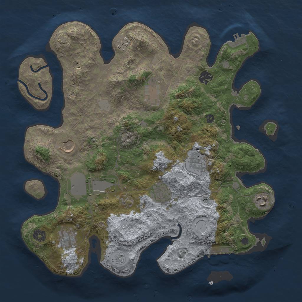Rust Map: Procedural Map, Size: 3500, Seed: 872170878, 17 Monuments