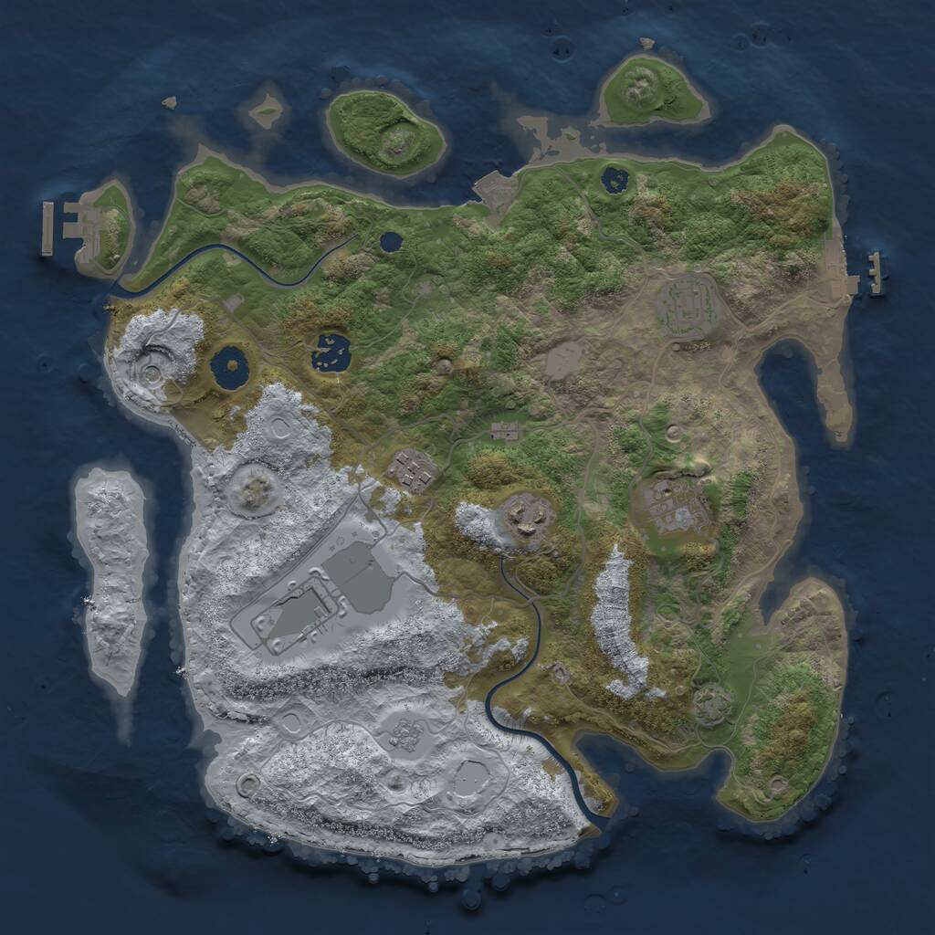 Rust Map: Procedural Map, Size: 3500, Seed: 3061295, 12 Monuments