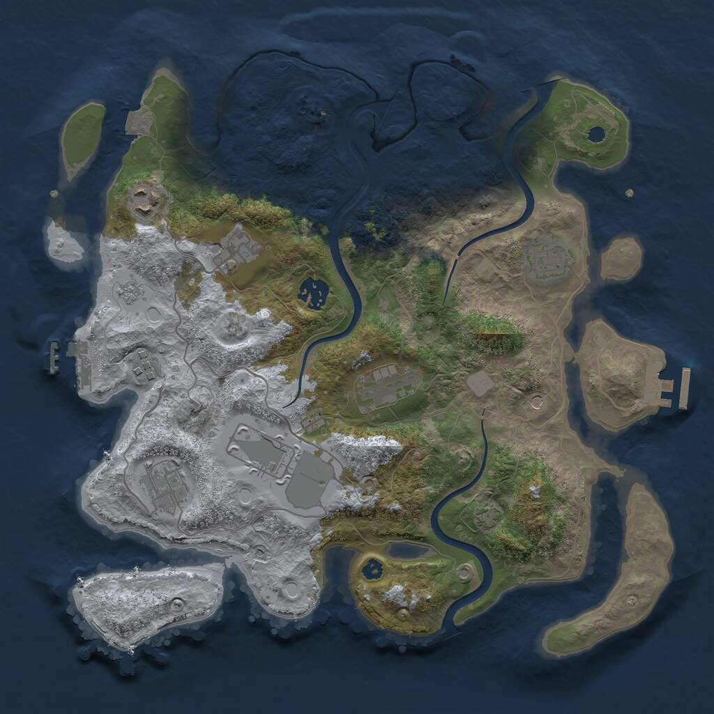 Rust Map: Procedural Map, Size: 3500, Seed: 30240230, 14 Monuments