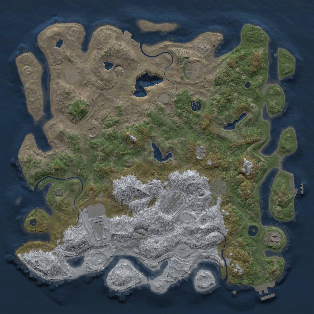 Rust Map: Procedural Map, Size: 4500, Seed: 1035932224, 15 Monuments