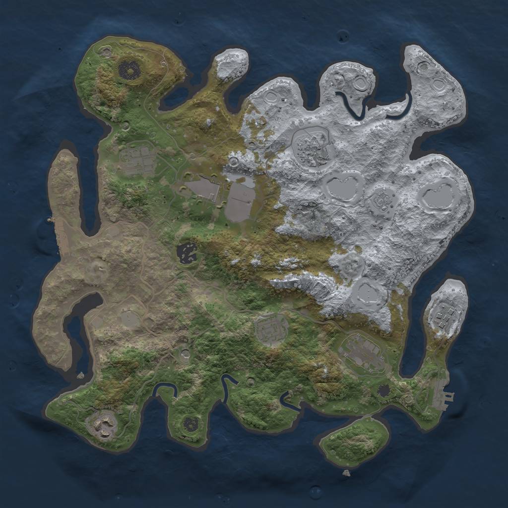Rust Map: Procedural Map, Size: 3500, Seed: 37298517, 17 Monuments