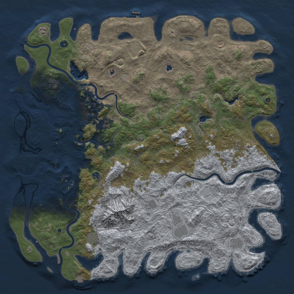 Rust Map: Procedural Map, Size: 6000, Seed: 100150, 17 Monuments