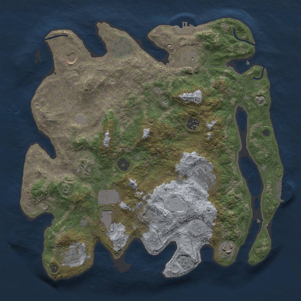 Rust Map: Procedural Map, Size: 3700, Seed: 812965091, 19 Monuments
