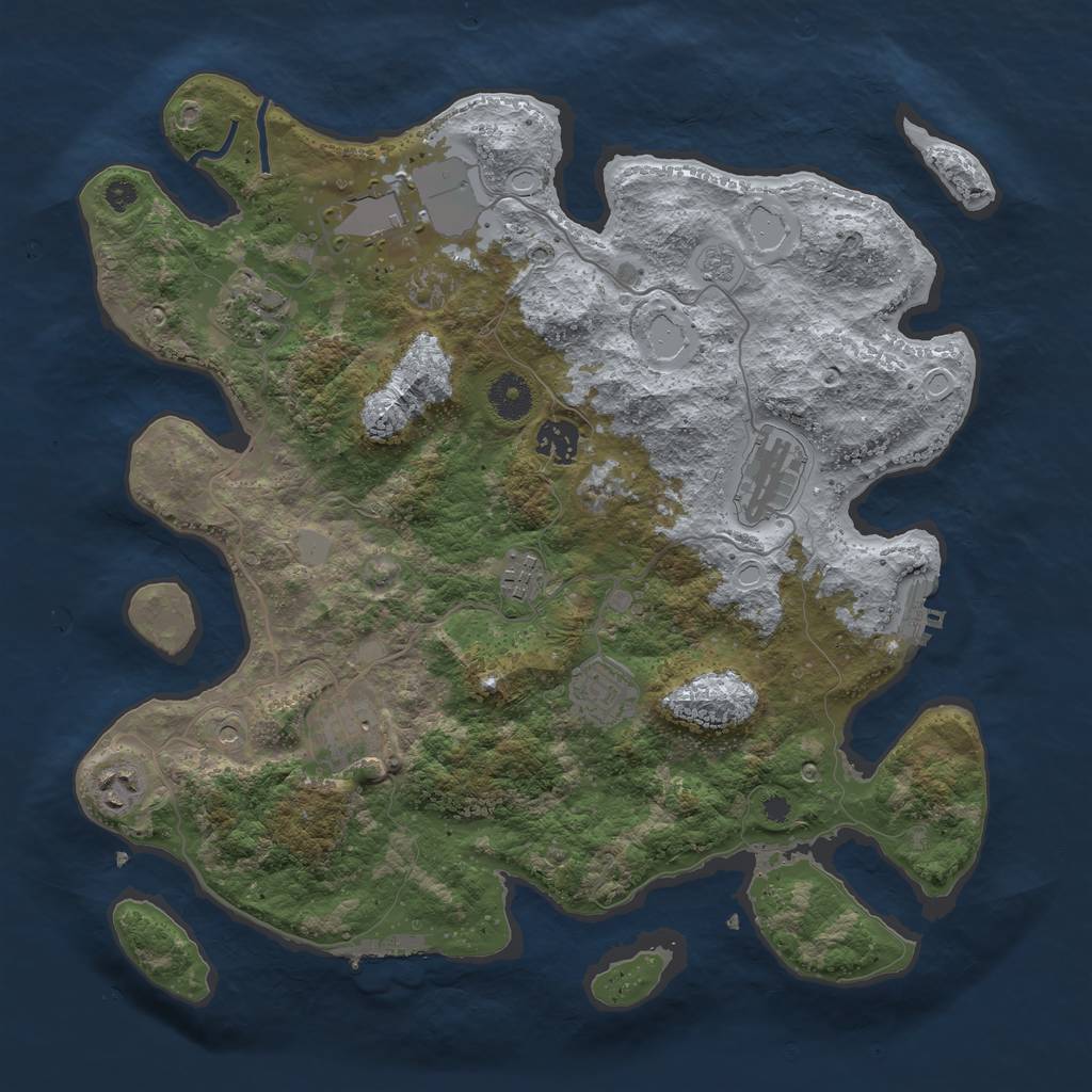 Rust Map: Procedural Map, Size: 3700, Seed: 910531296, 17 Monuments