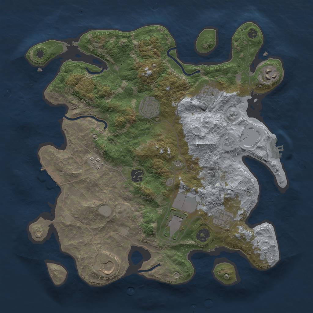 Rust Map: Procedural Map, Size: 3500, Seed: 25477055, 17 Monuments