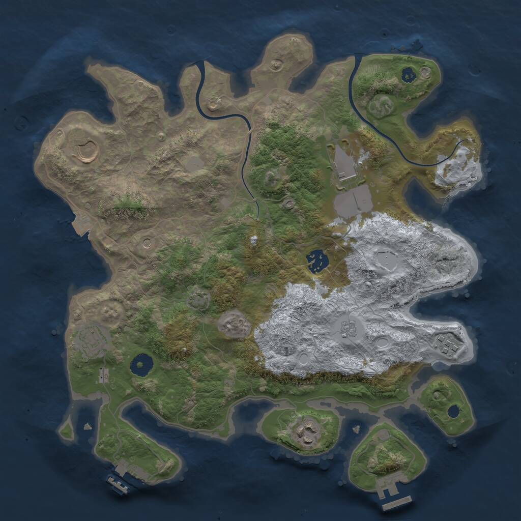 Rust Map: Procedural Map, Size: 3500, Seed: 141343814, 12 Monuments
