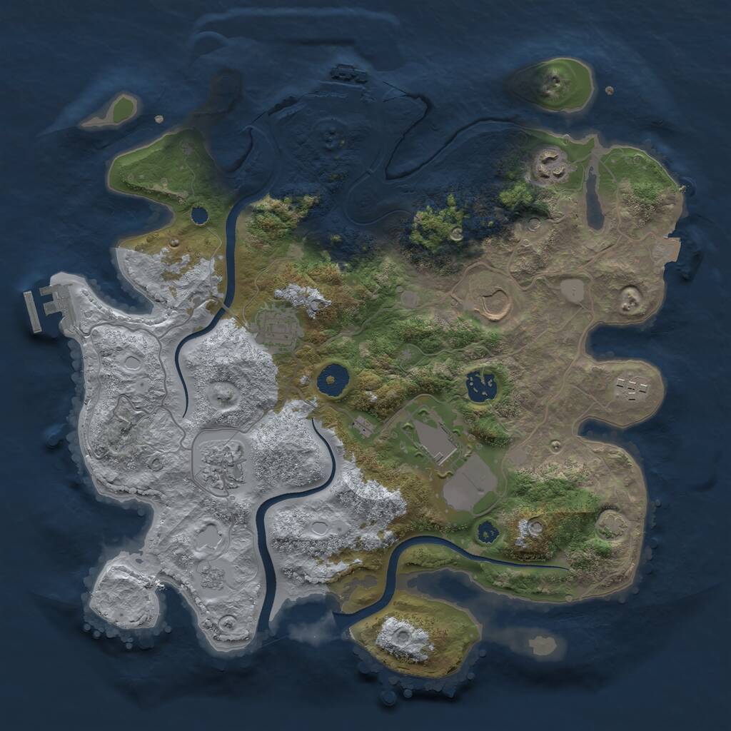 Rust Map: Procedural Map, Size: 3500, Seed: 667041, 13 Monuments