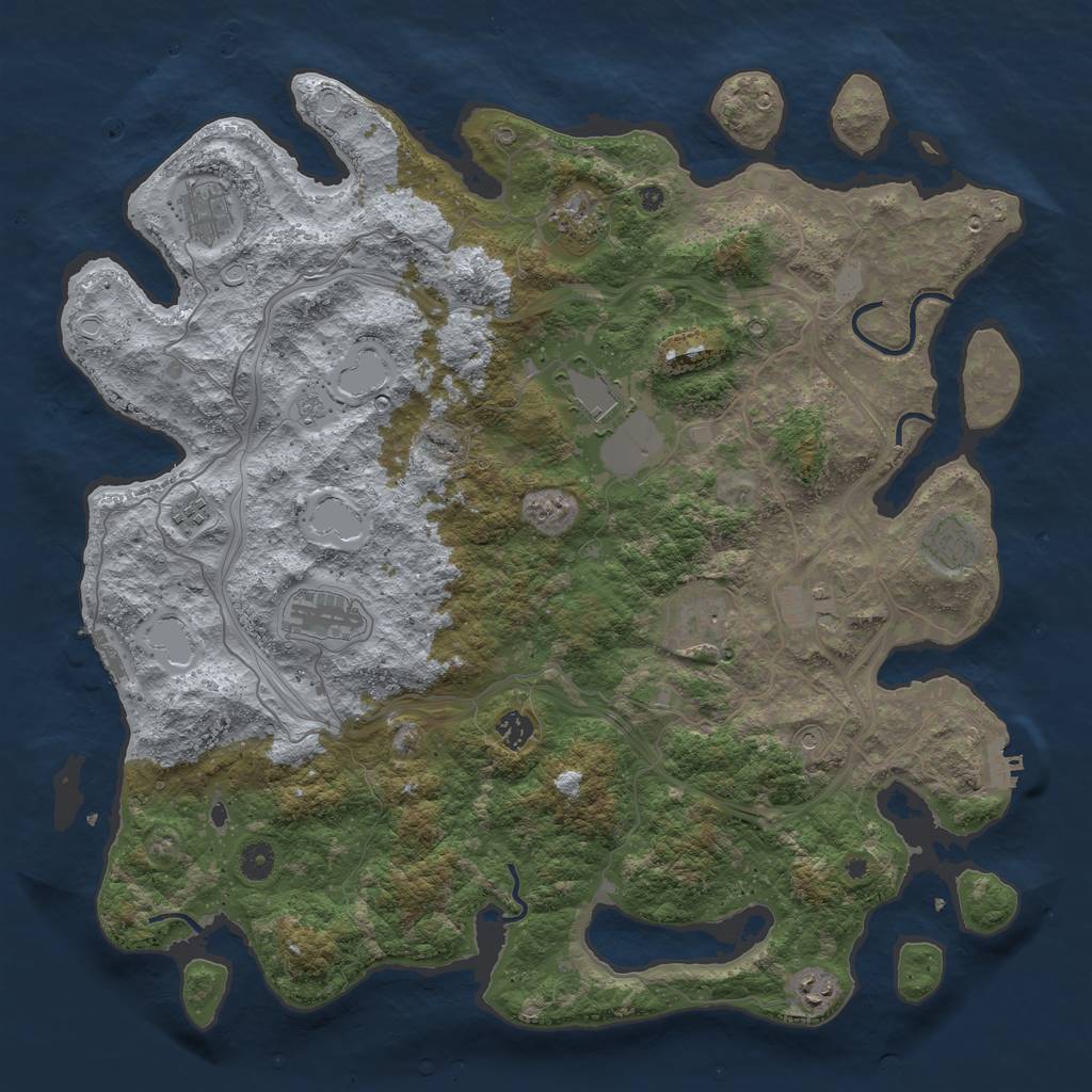 Rust Map: Procedural Map, Size: 4500, Seed: 1672299850, 19 Monuments