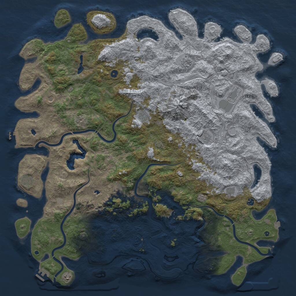 Rust Map: Procedural Map, Size: 6000, Seed: 9104374, 17 Monuments