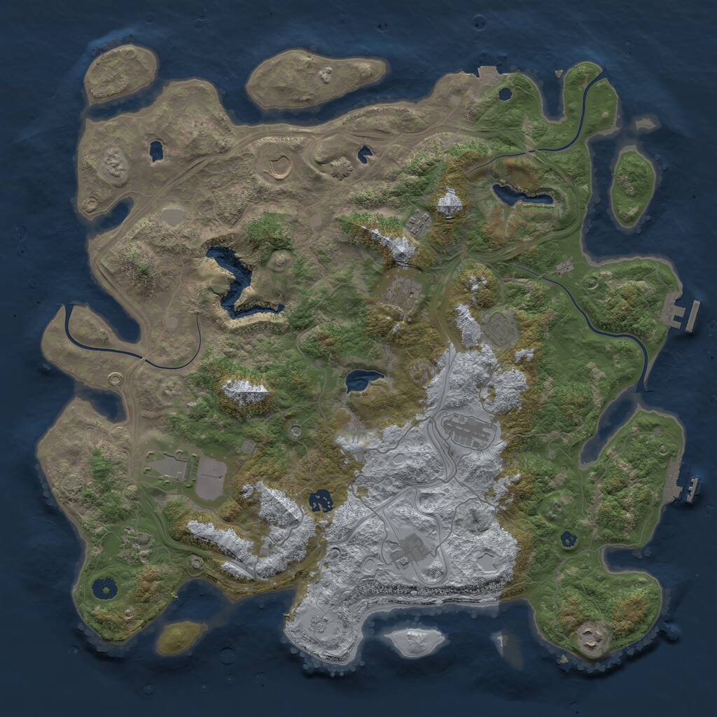 Rust Map: Procedural Map, Size: 4500, Seed: 55634322, 16 Monuments