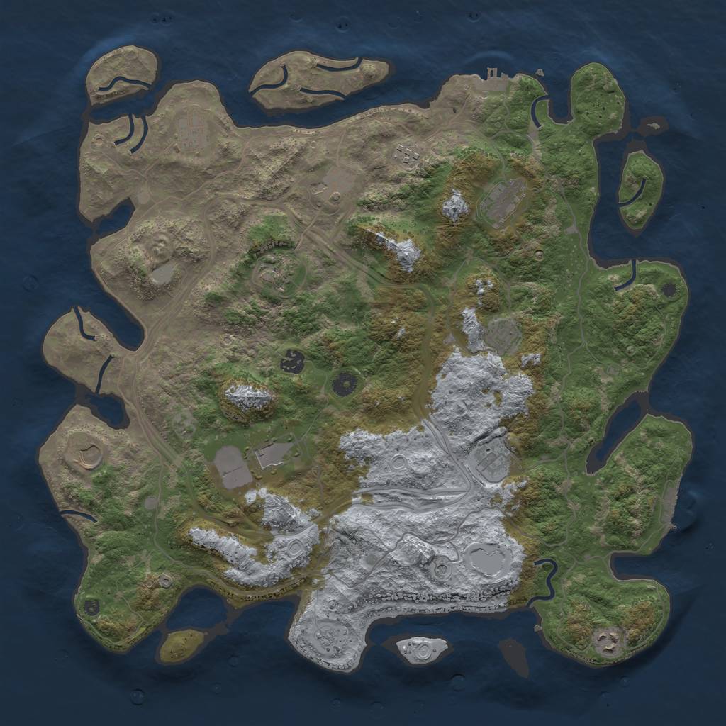 Rust Map: Procedural Map, Size: 4500, Seed: 55634322, 18 Monuments