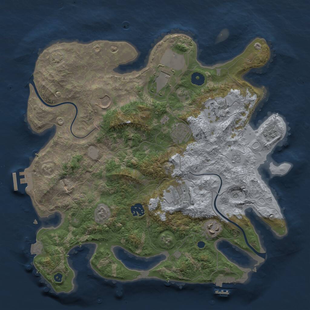 Rust Map: Procedural Map, Size: 3500, Seed: 4540729, 14 Monuments