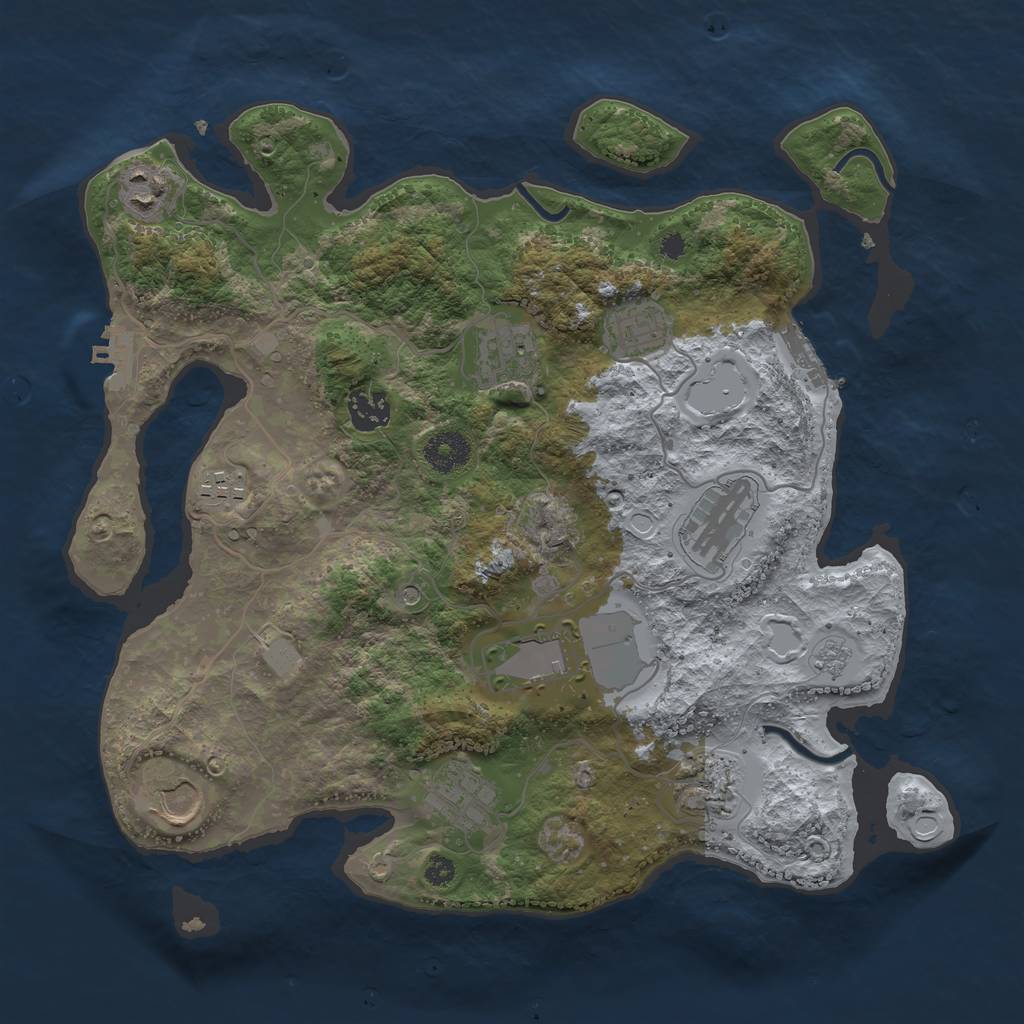 Rust Map: Procedural Map, Size: 3500, Seed: 2109639139, 19 Monuments