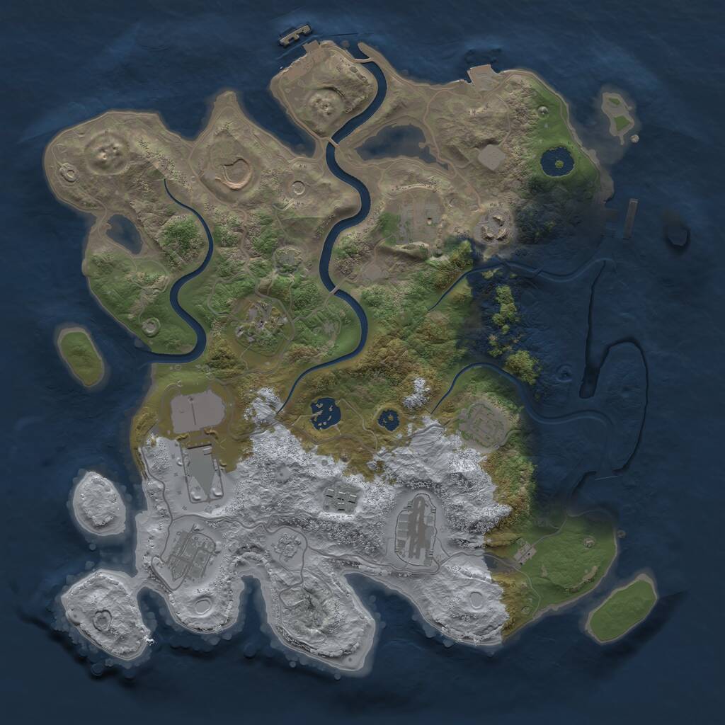 Rust Map: Procedural Map, Size: 3500, Seed: 1206163657, 16 Monuments