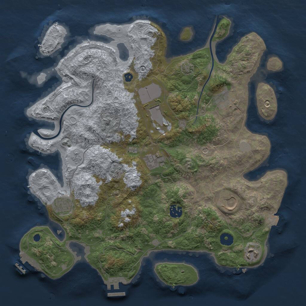 Rust Map: Procedural Map, Size: 3500, Seed: 540059801, 14 Monuments