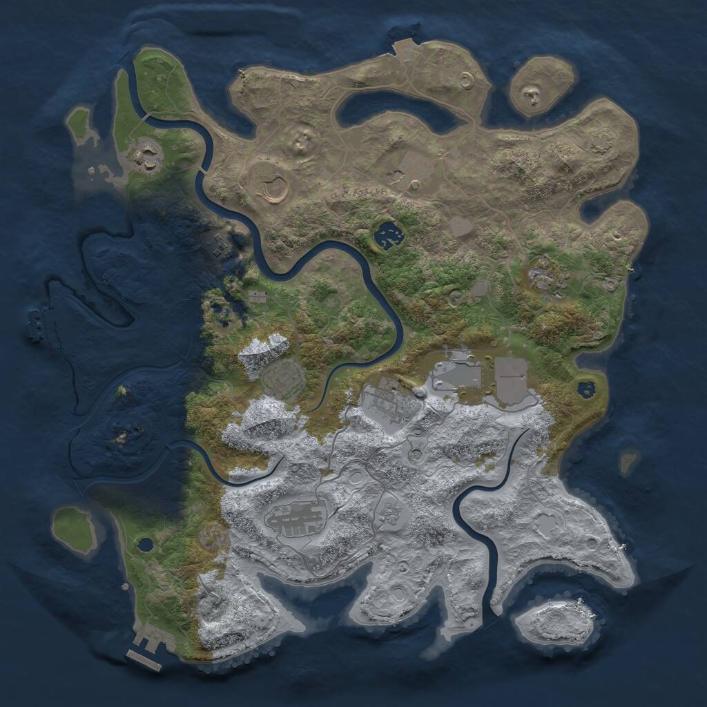 Rust Map: Procedural Map, Size: 3900, Seed: 59043, 16 Monuments