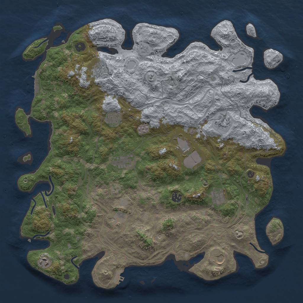 Rust Map: Procedural Map, Size: 4500, Seed: 1109507457, 20 Monuments