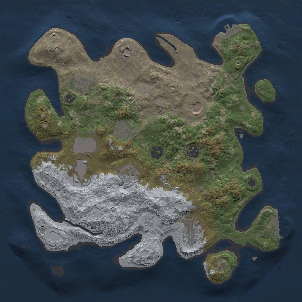 Rust Map: Procedural Map, Size: 3500, Seed: 5418937, 17 Monuments