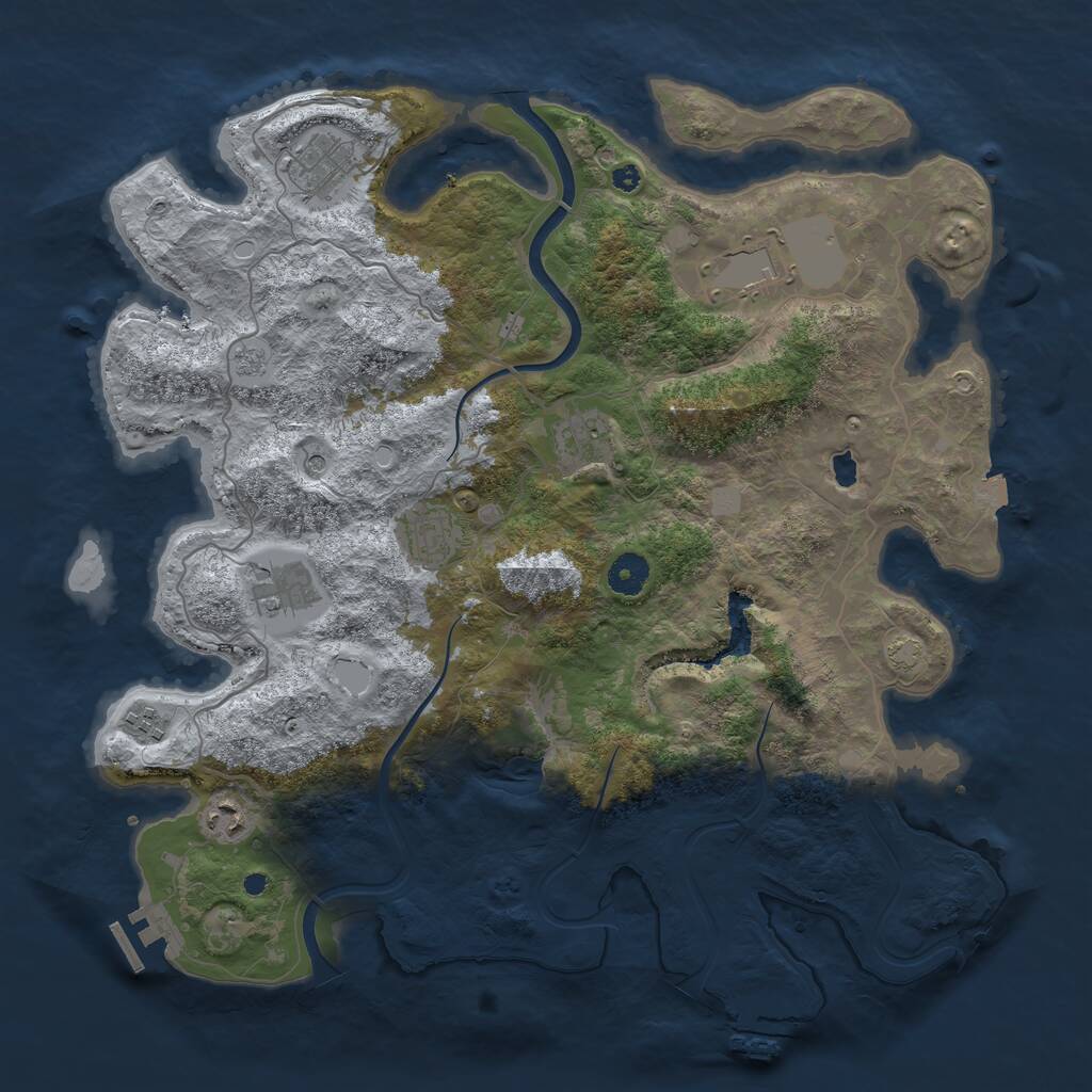 Rust Map: Procedural Map, Size: 4000, Seed: 919824871, 13 Monuments