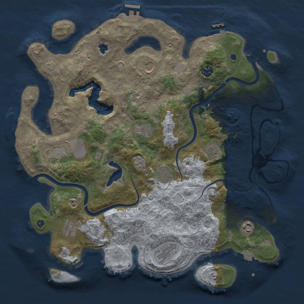 Rust Map: Procedural Map, Size: 4000, Seed: 1376085302, 16 Monuments
