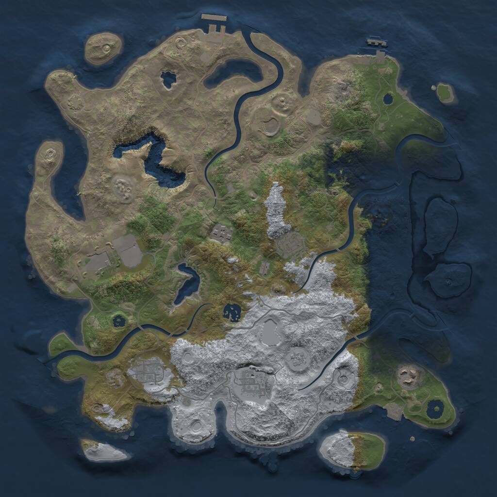 Rust Map: Procedural Map, Size: 4000, Seed: 1376085302, 14 Monuments