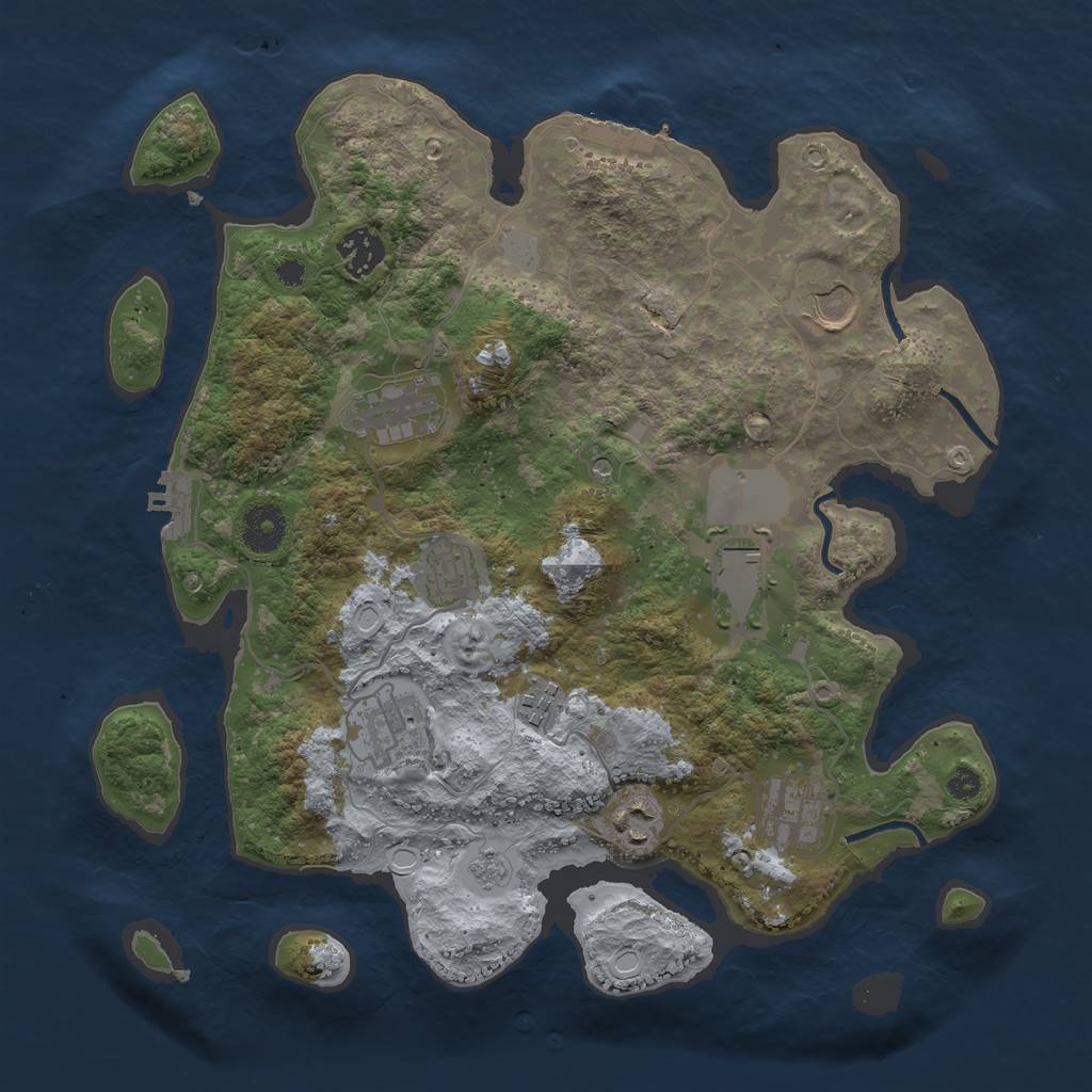 Rust Map: Procedural Map, Size: 3500, Seed: 83384848, 18 Monuments