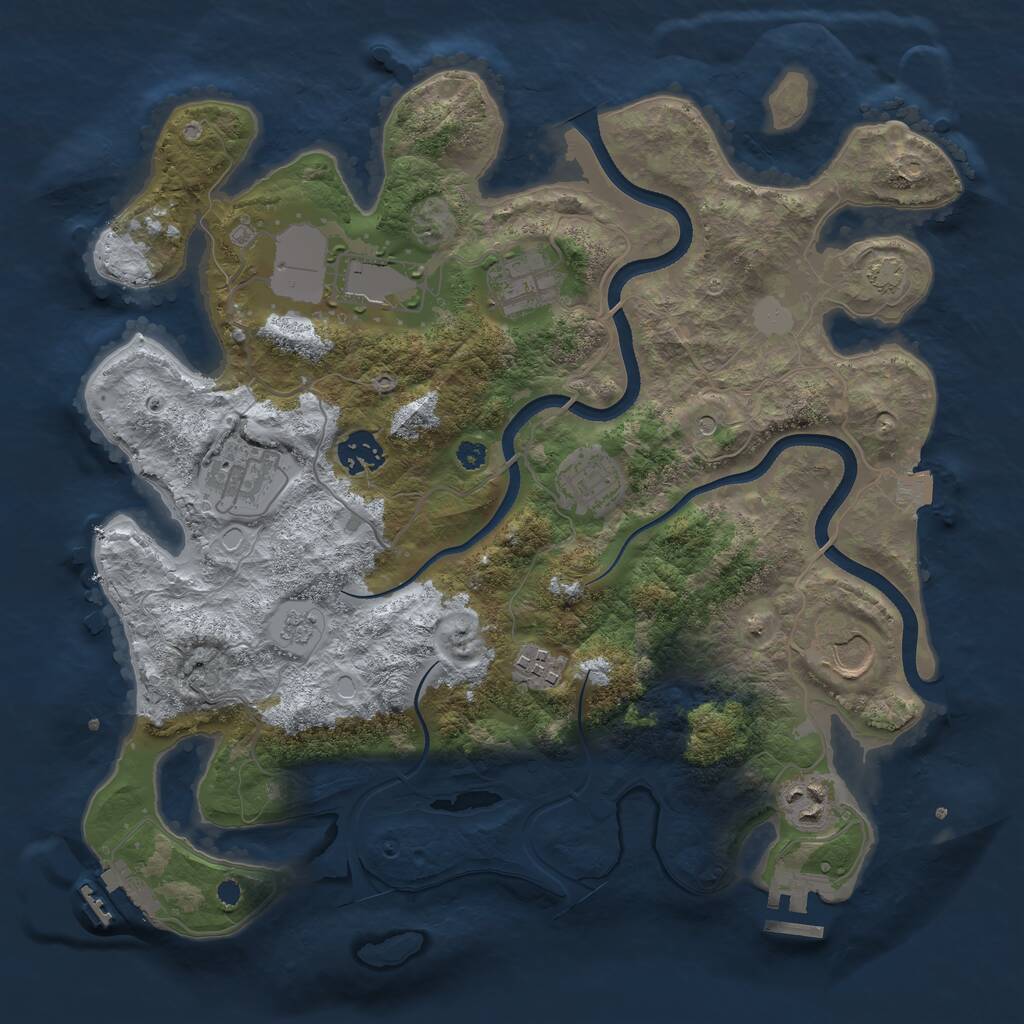 Rust Map: Procedural Map, Size: 3500, Seed: 67121838, 14 Monuments