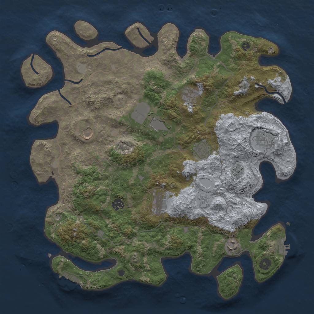 Rust Map: Procedural Map, Size: 4000, Seed: 30000000, 18 Monuments