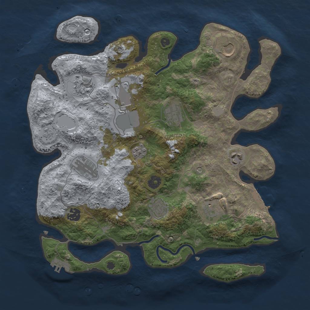 Rust Map: Procedural Map, Size: 3500, Seed: 1579135631, 19 Monuments