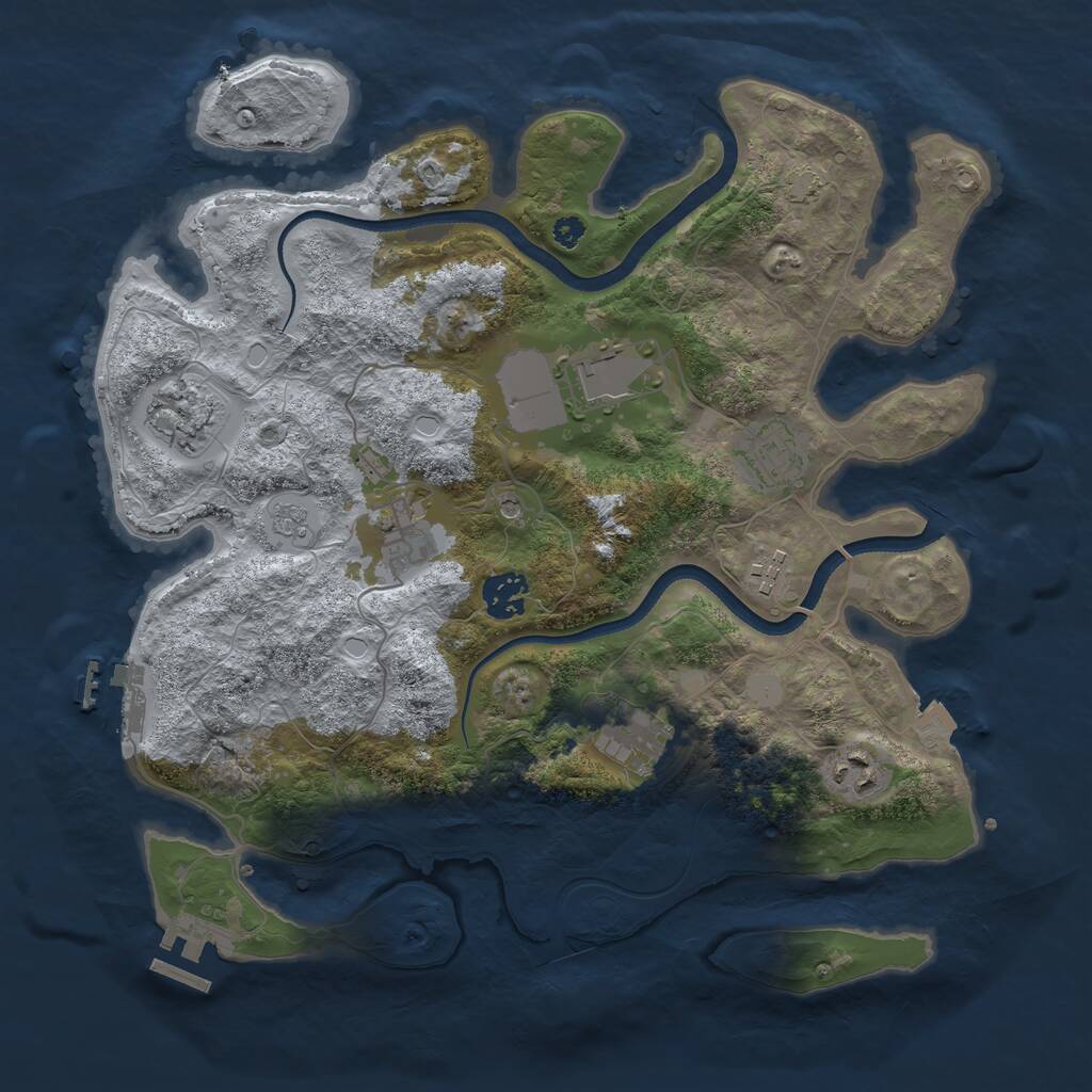 Rust Map: Procedural Map, Size: 3500, Seed: 1579135631, 14 Monuments