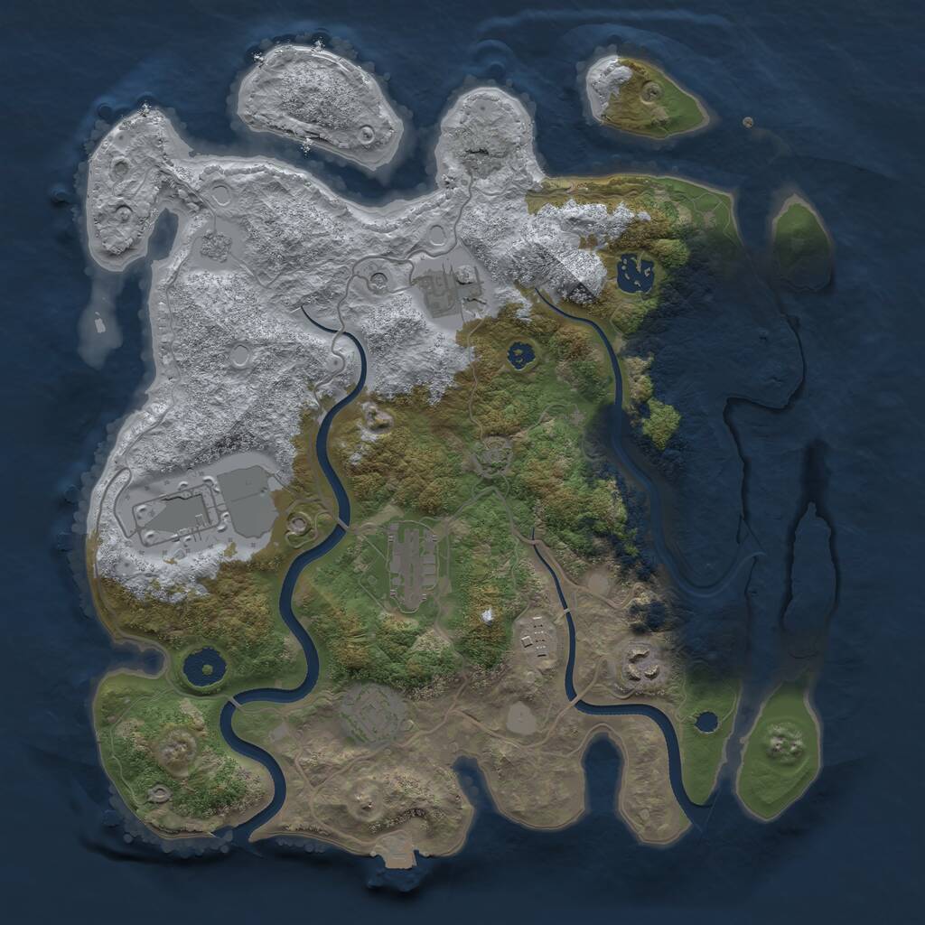 Rust Map: Procedural Map, Size: 3500, Seed: 25719612, 11 Monuments