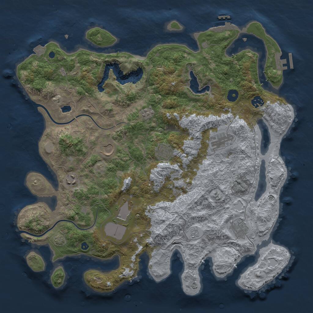 Rust Map: Procedural Map, Size: 4000, Seed: 732066488, 14 Monuments