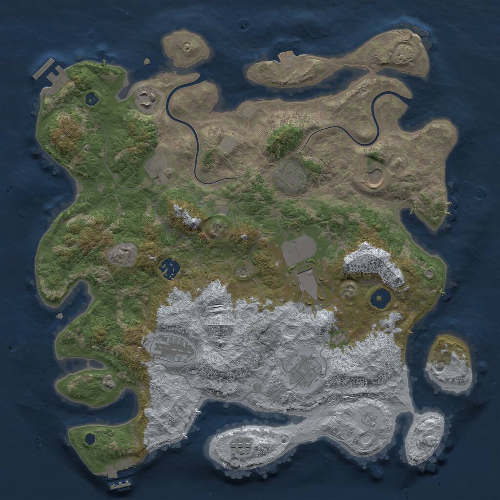 Rust Map: Procedural Map, Size: 3800, Seed: 3074340, 15 Monuments