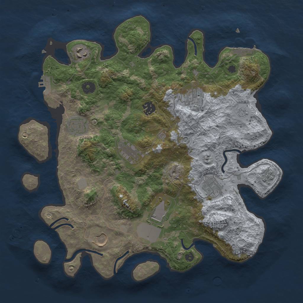 Rust Map: Procedural Map, Size: 3500, Seed: 16146031, 18 Monuments
