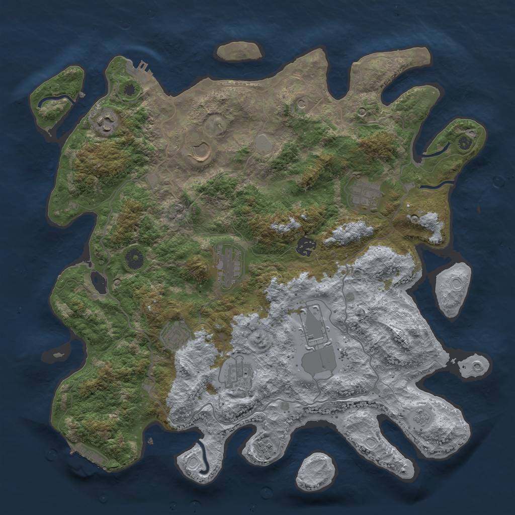 Rust Map: Procedural Map, Size: 4000, Seed: 11811, 18 Monuments