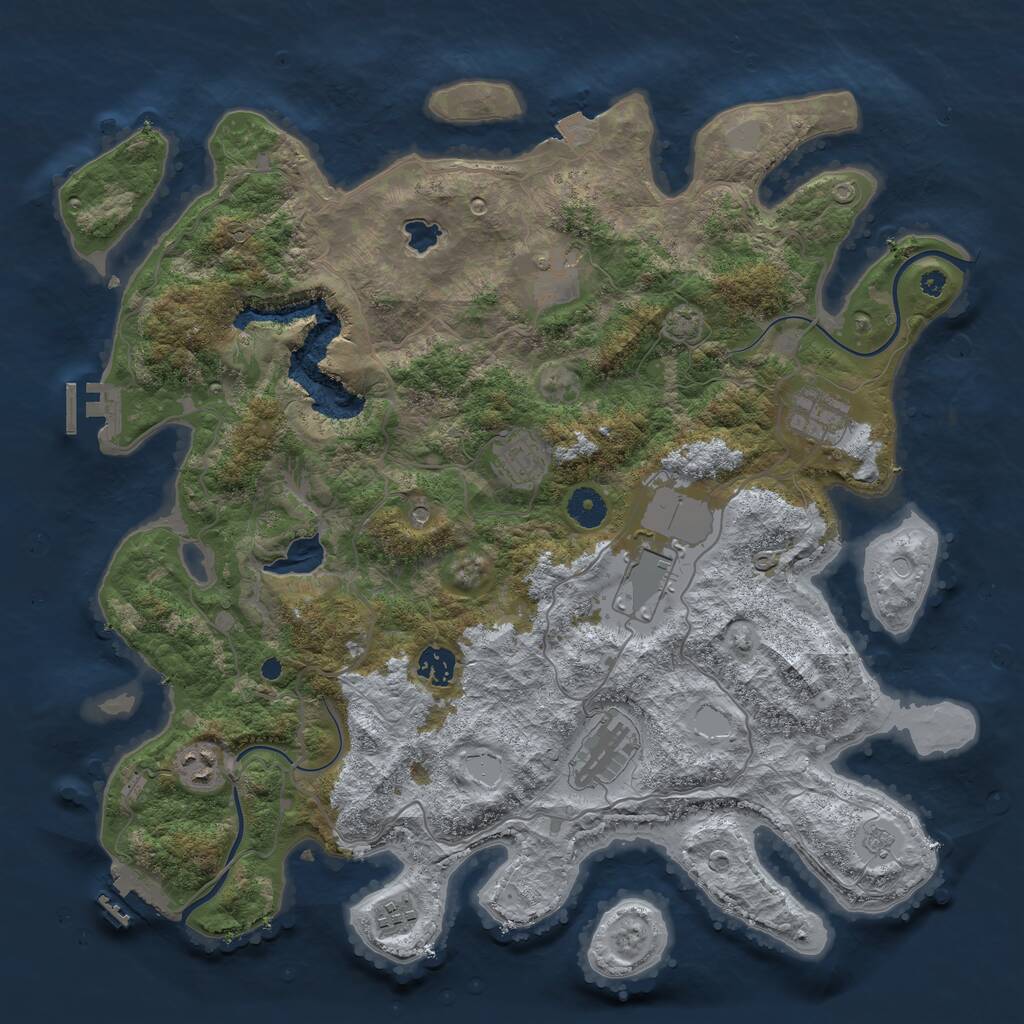 Rust Map: Procedural Map, Size: 4000, Seed: 11811, 14 Monuments