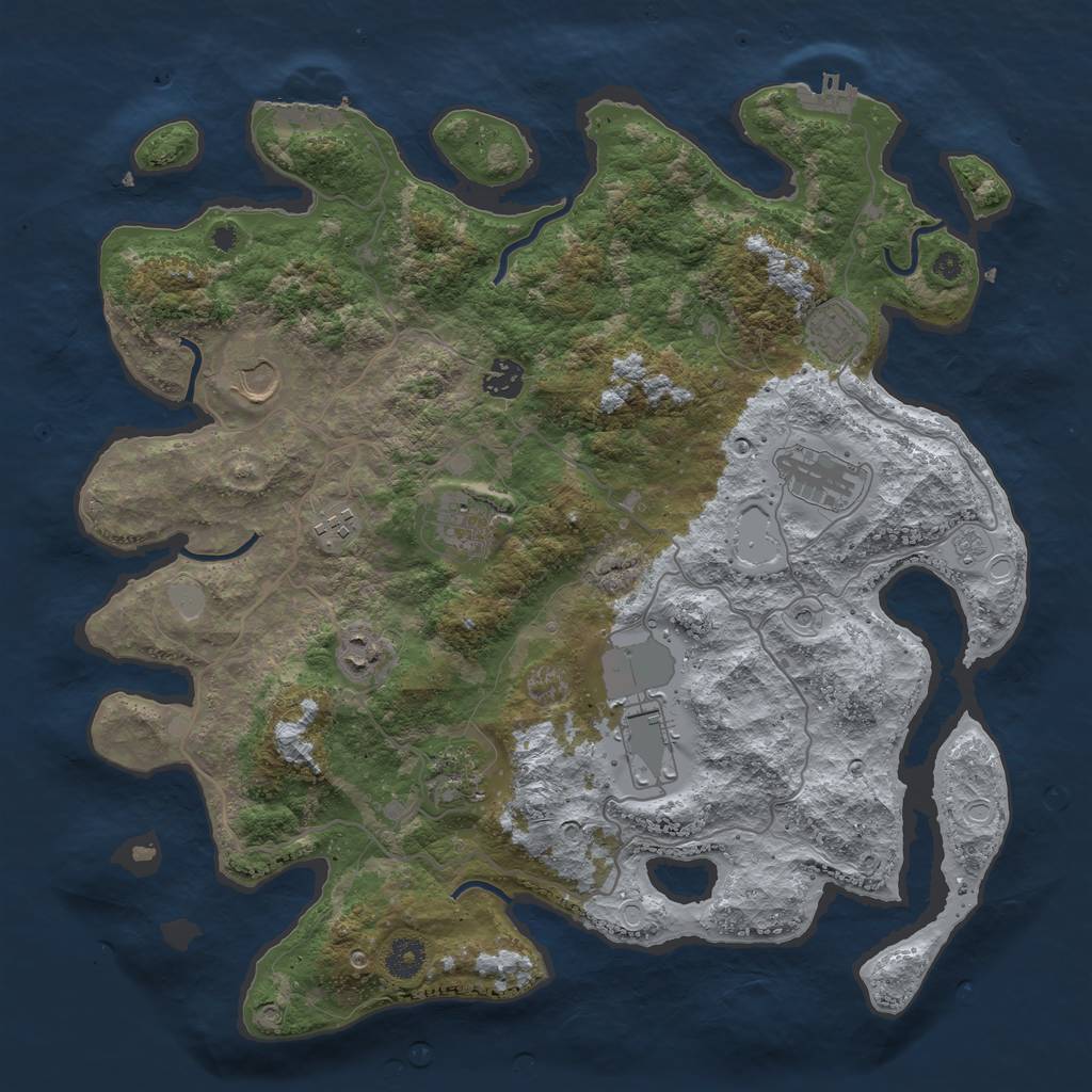Rust Map: Procedural Map, Size: 4000, Seed: 85416254, 18 Monuments