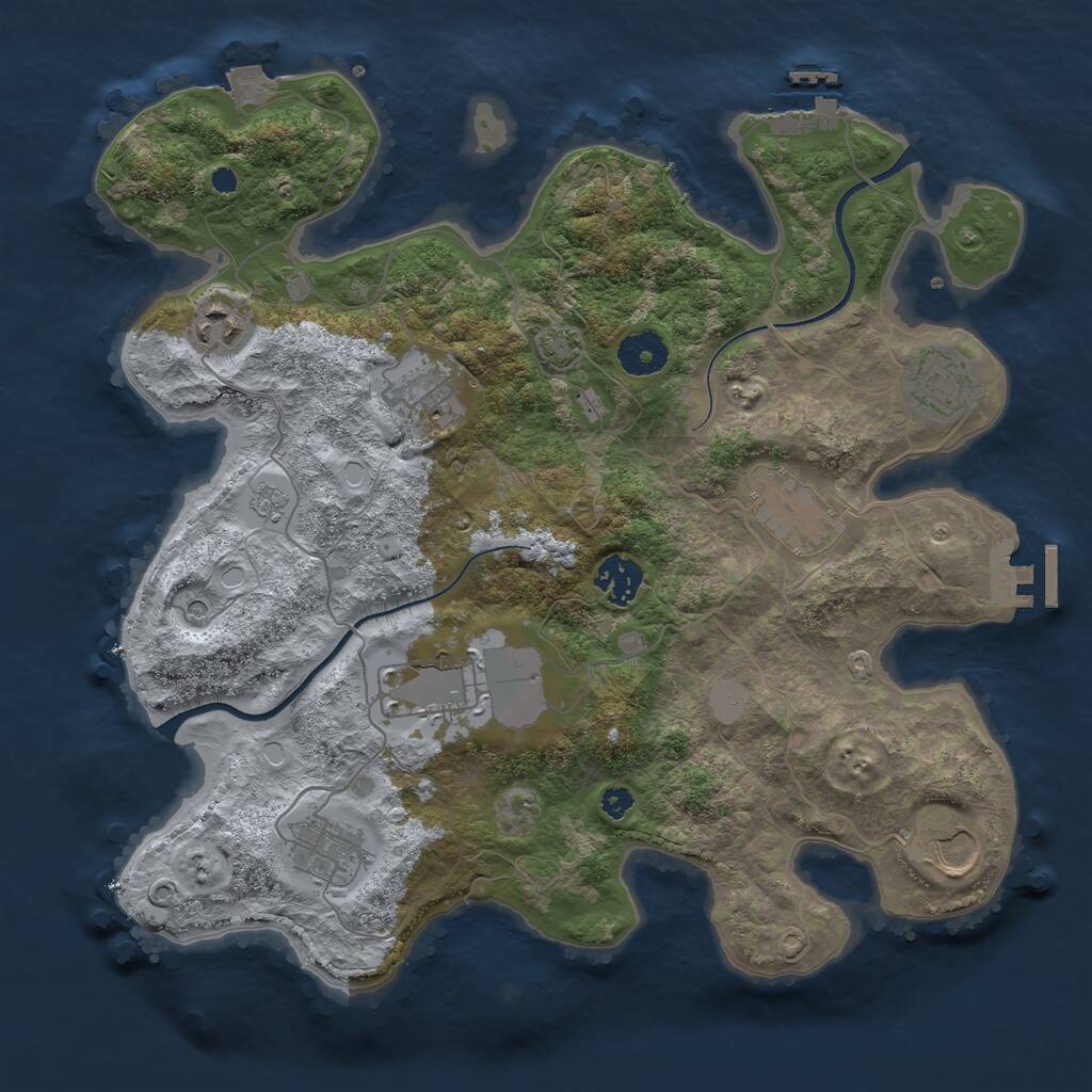 Rust Map: Procedural Map, Size: 3500, Seed: 30597609, 14 Monuments