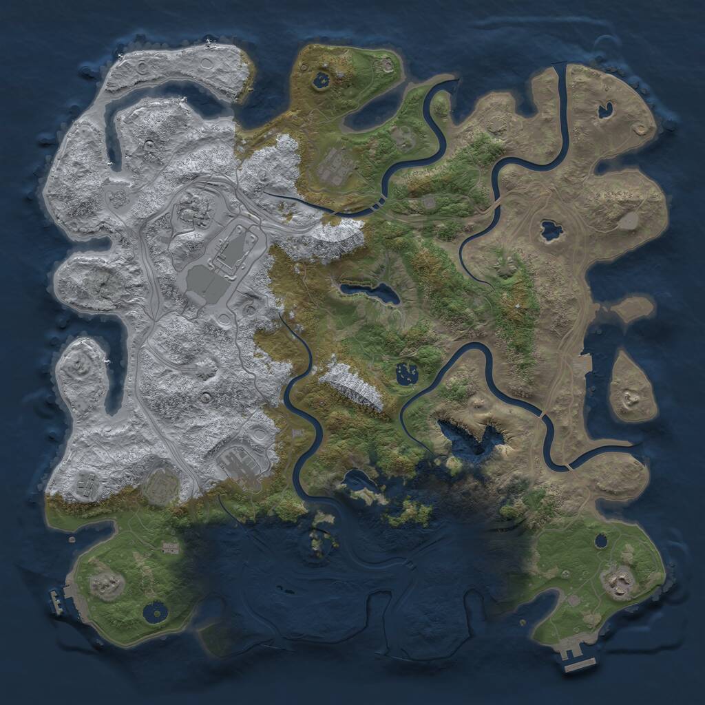 Rust Map: Procedural Map, Size: 4500, Seed: 1027062445, 14 Monuments