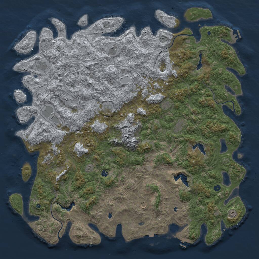 Rust Map: Procedural Map, Size: 6000, Seed: 69718, 17 Monuments