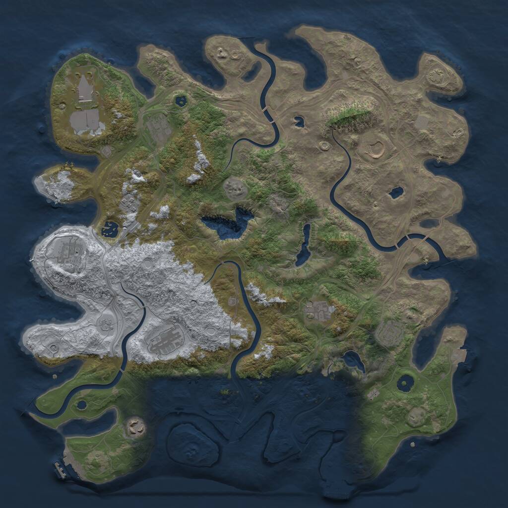 Rust Map: Procedural Map, Size: 4500, Seed: 620856000, 16 Monuments