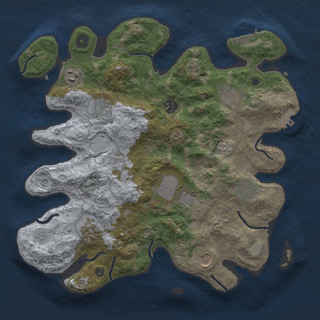 Rust Map: Procedural Map, Size: 3500, Seed: 24807661, 16 Monuments