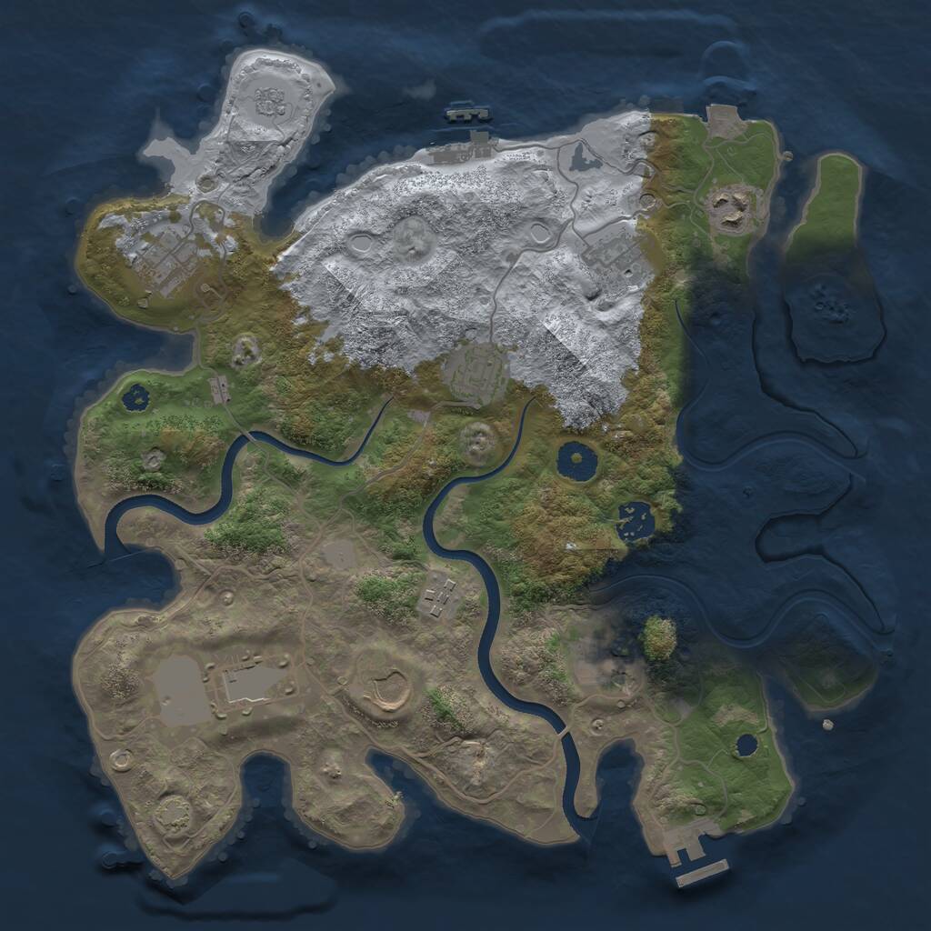 Rust Map: Procedural Map, Size: 3500, Seed: 92958035, 15 Monuments