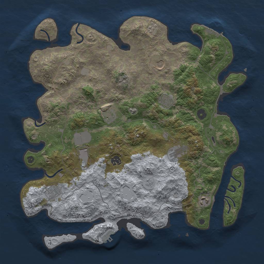 Rust Map: Procedural Map, Size: 4000, Seed: 19543259, 16 Monuments